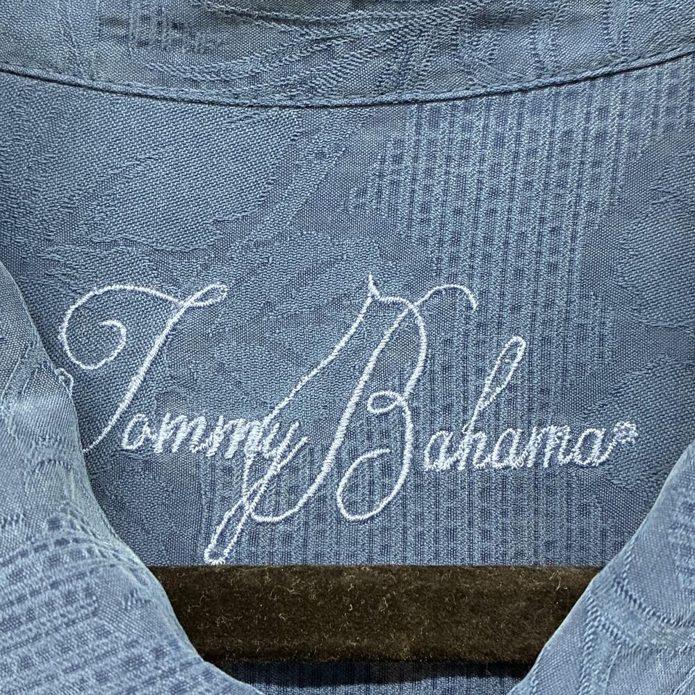Tommy Bahama Shirt Mens 2XL Blue Silk Paradise In Every Puff Cigar Short Sleeve - Picture 6 of 11